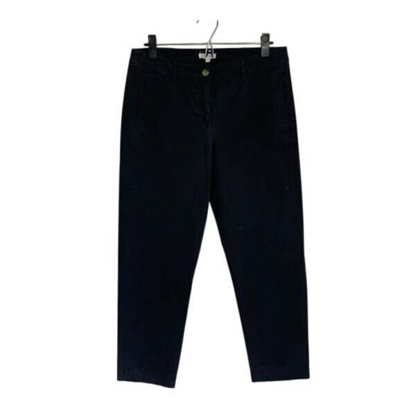 EILEEN FISHER Stretch Cotton Slim Ankle Pant in Graphite Black - S - Picture 1 of 8